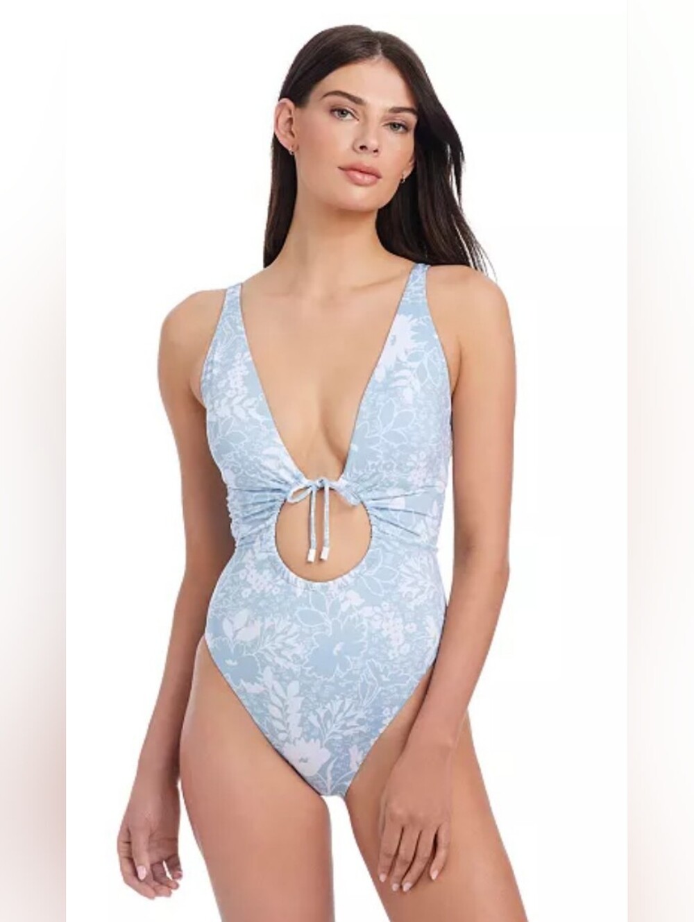 Sanctuary Light Blue Floral Cutout One-Piece